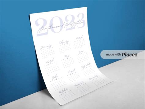 Neutral Minimalistic 2023 Printable Wall Calendar Year At A Glance