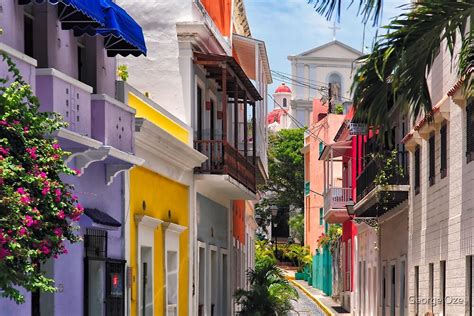 Shoehorned onto a tiny islet that guards the entrance to san juan harbor, the. "Colorful Streets of Old San Juan, Puerto Rico" by George ...