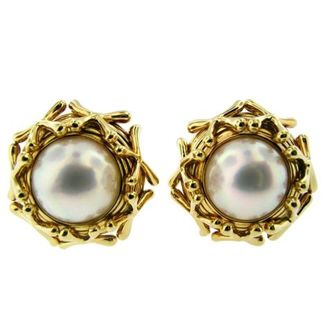 Tiffany And Co Jean Schlumberger Mabe Pearl Gold Stud Earrings At 1stdibs
