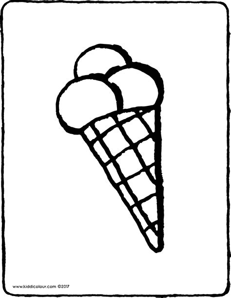 Miam… un cornet avec 3 boules de glace. cornet de glace - kiddicoloriage