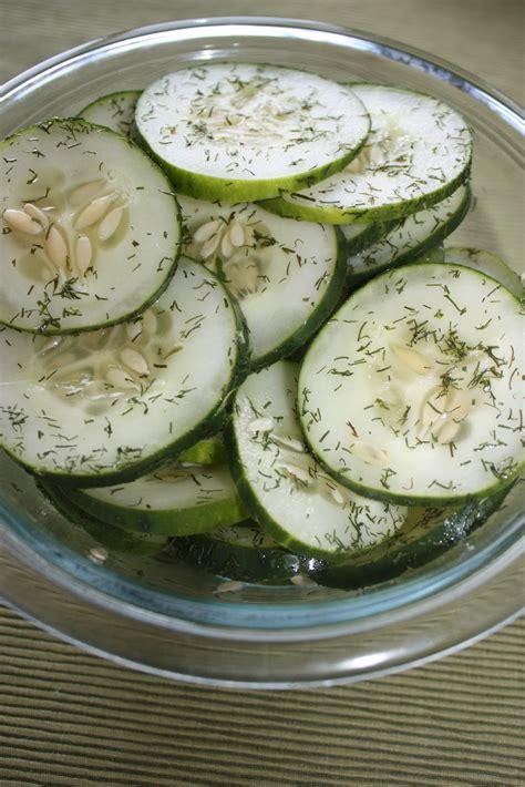 For the cucumber salad, cut the cucumbers into halves lengthways and scoop out the watery seeds. Olive The Ingredients: Cucumber Dill Salad