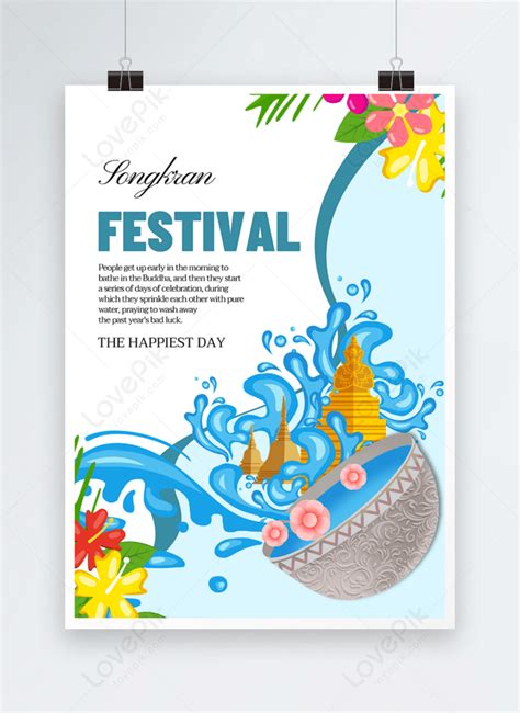 creative hand drawn style thailand songkran festival poster design template image picture free