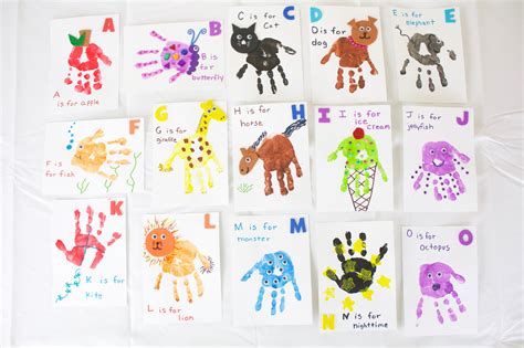 Handprint Alphabet Flashcards Crafts Letter Art School Decorations