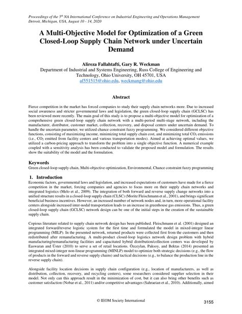 Pdf A Multi Objective Model For Optimization Of A Green Closed Loop