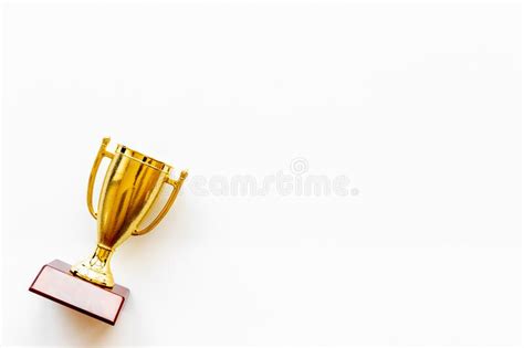 Champion Award Golden Trophy Cup For Winner Top View Stock Image
