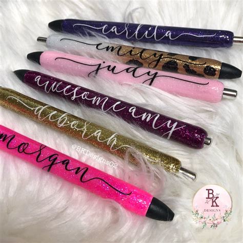 Glitter Personalized Gel Pens Custom Pens Custom Epoxy Etsy