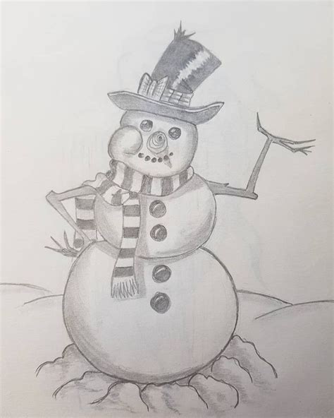 My First Pencil Drawings Pencil Drawing Draw Snowman