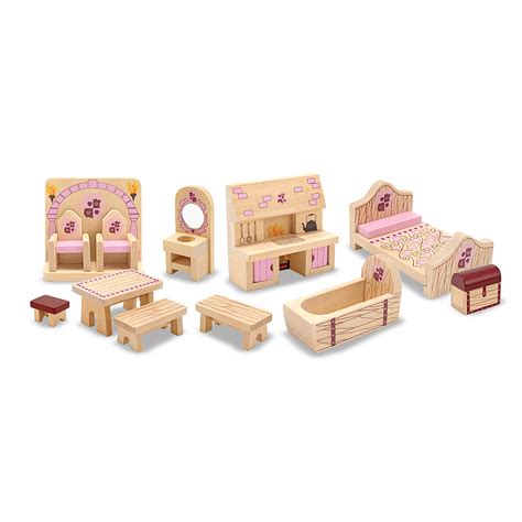 Buy Melissa And Doug Princess Castle Wooden Dollhouse Furniture 12 Pcs