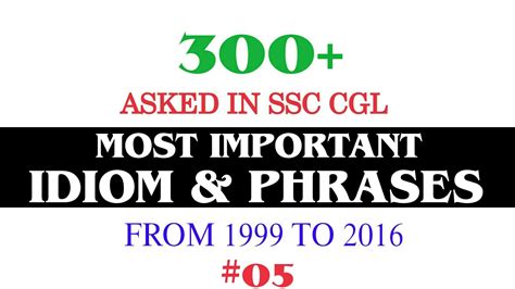 idioms and phrases important for ssc cgl and ibps po clerk part 05 youtube