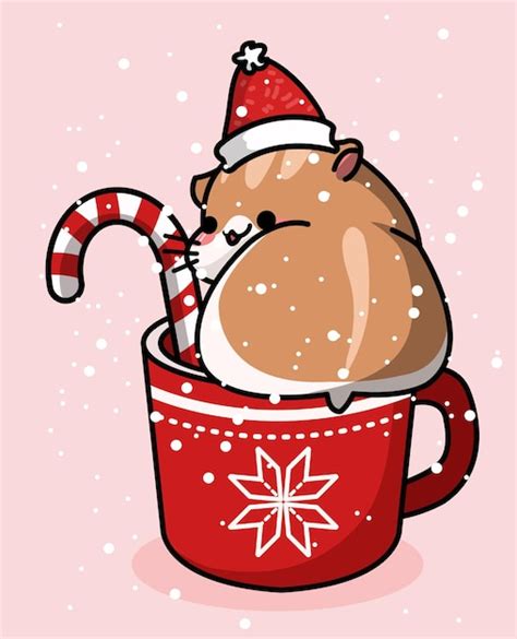 Premium Vector Cute Hamster Celebrating Christmas