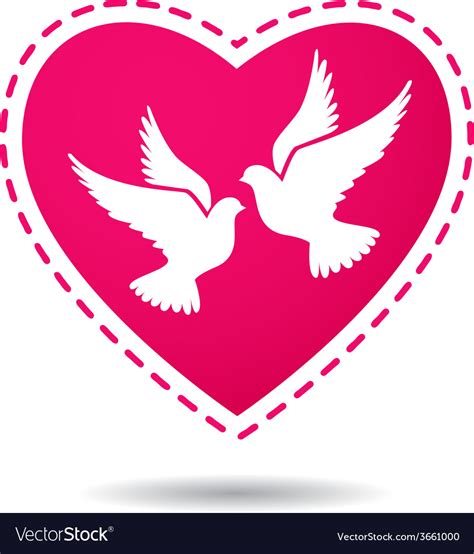 Two White Doves On A Red Heart Background Vector Image