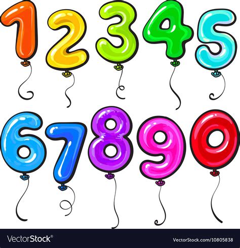 Number Shaped Bright And Glossy Colorful Balloons Vector Image