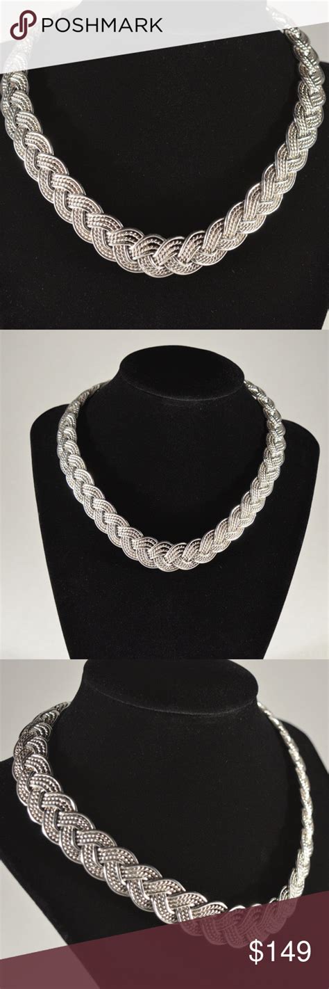 Heavy Sterling Silver Collar Necklace Choker Collar Necklace