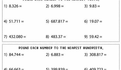 rounding decimal worksheets