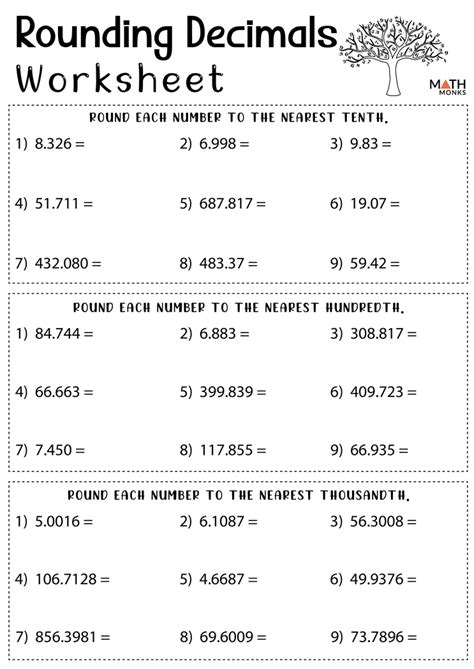 Rounding Decimal Numbers Worksheets With Answers Pdf