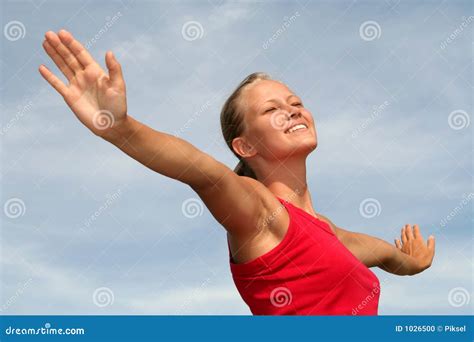 Woman With Arms Outstretched Stock Photo Image Of Summer Raised 1026500
