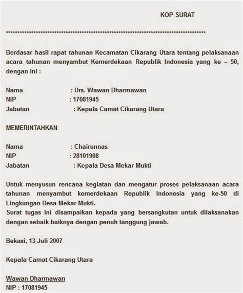 Surat pengesahan pekerja mat bin ali abc sdn bhd, 06000 alor save my name, email, and website in this browser for the next time i comment. Pengertian dan Contoh Surat Perintah 2021 - ID Dev Website Indonesia