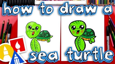 How To Draw A Cartoon Sea Turtle Youtube Art For Kids Hub Art For