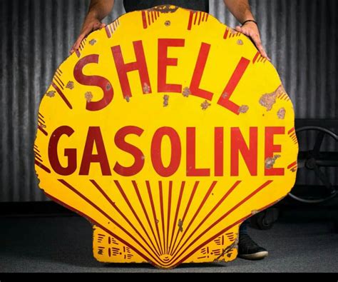 Original Shell Gasoline Porcelain Sign Pub