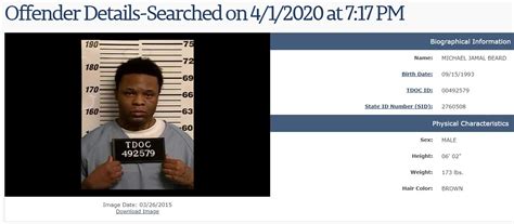 Tennessee Offender Search Results