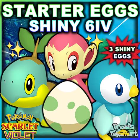 Chimchar Turtwig Piplup Shiny 6iv Sinnoh Starters In Eggs Etsy