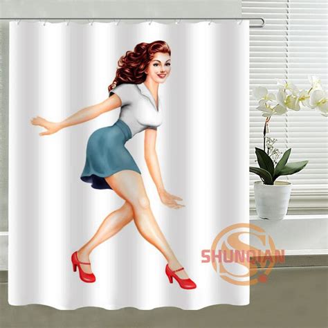 Hot Pin Up Girl Personalized Shower Curtain Custom Waterproof Bath