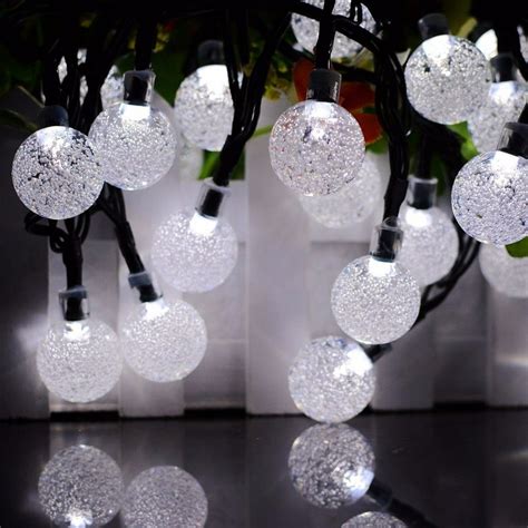 20ft 30 Led Solar String Ball Lights Outdoor Waterproof Warm White