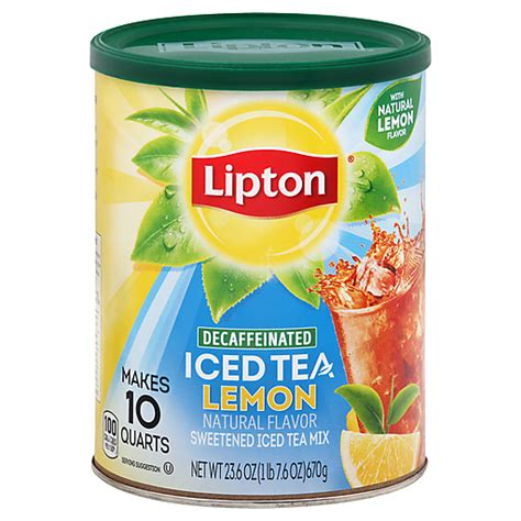 Lipton Decaffeinated Lemon Iced Tea Mix 236 Oz Canister Tea