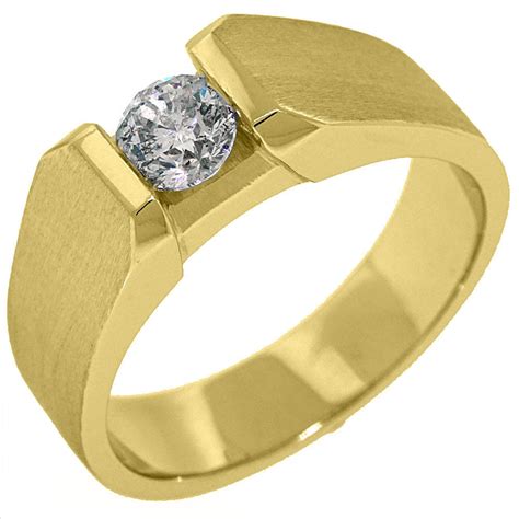 Mens Solitaire Round Floating Diamond Ring Wedding Band 75 Carats
