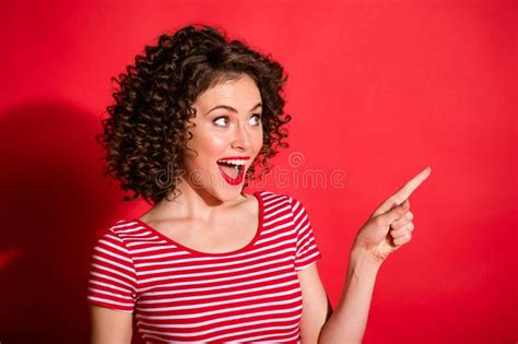 Photo Of Funny Surprised Wavy Young Woman Dressed Striped Outfit