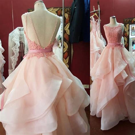 Long Pink Lace Ball Gown Prom Evening Dresses 118788 · Luckdresses