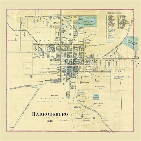 1876 Map Of Harrodsburg Mercer County Kentucky Etsy