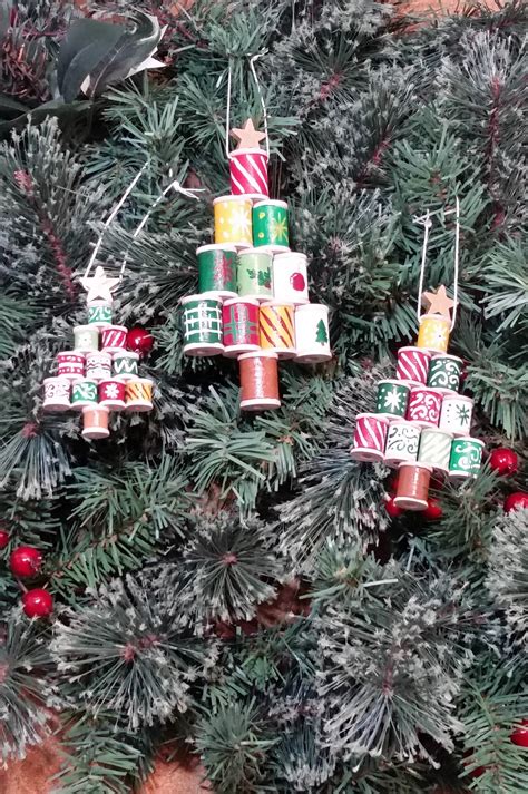 Spool Tree Tree Ornaments Set Spool Christmas Ornament Etsy