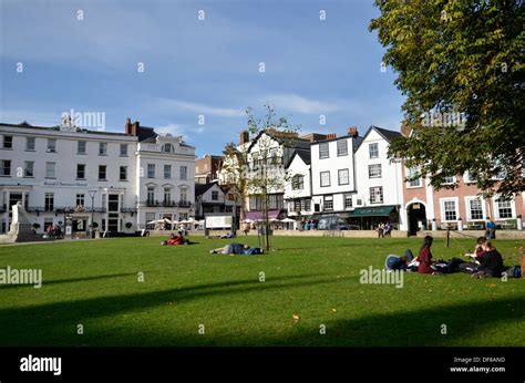 The Cathedral Yard In Exeter Devon Stock Photo Alamy
