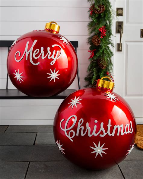 Home And Living Set Of 5 Merry And Bright Christmas Ornaments Home Décor