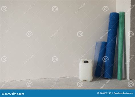 Building Construction Materials On The Concrete Background Wall With