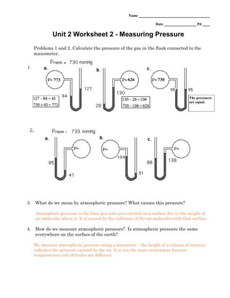 Pressure Conversions Chem Worksheet 13 1