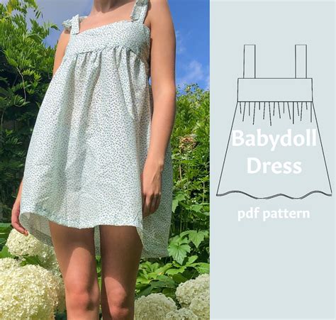 PDF Babydoll Ruched Mini Dress Sewing Pattern Uk Size Etsy Sewing Dresses Babydoll