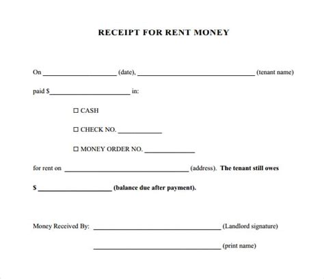 6 Free Rent Receipt Templates Excel PDF Formats