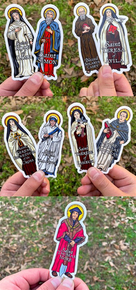 Catholic Saints 4 Inch Individual Die Cut Vinyl Stickers Peel And Stick