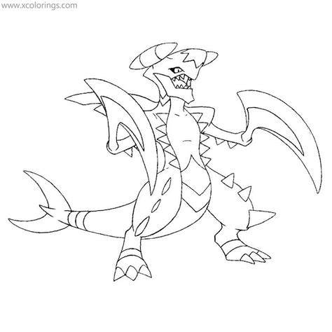 Mega Garchomp Pokemon Coloring Page Free Printable Sketch Coloring Page