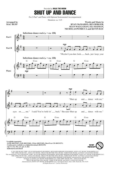 We were victims of the night, the chemical, physical, kryptonite helpless to the bass and faded light oh don't you dare look back just keep your eyes on me. Shut Up And Dance | Sheet Music Direct