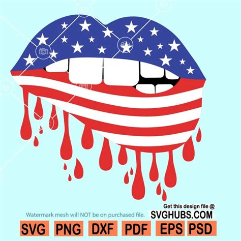 Dripping Patriotic lips SVG, American flag lips svg, 4th of July lips