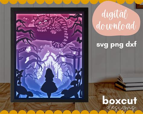 Shadow Box SVG Alice In Wonderland 3D Light Box Template | Etsy