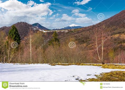 Spring Is Coming To Snowy Mountain Stock Image Image Of Mount March