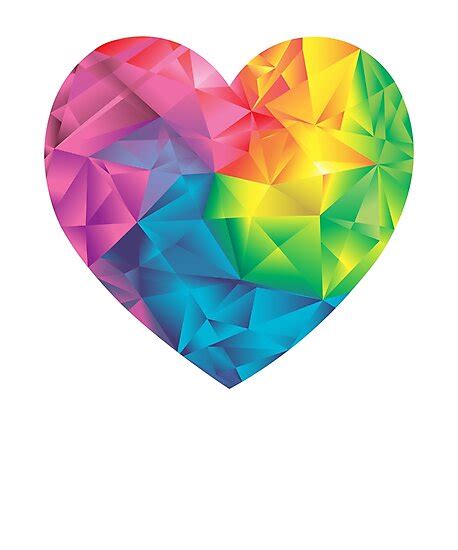 Cute Rainbow Heart Colorful Low Poly Polygonal Love Photographic