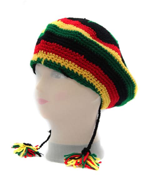 Unisex Rasta Reggae Jamaica Slouchy Knit Beanie Beret Cap Hat Style 4