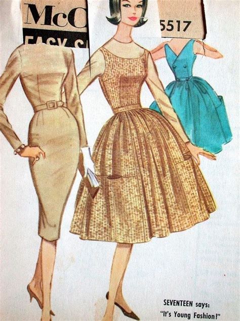 Mccalls Dress Pattern No 5517 Uncut Vintage 1960s Size 16 Bust Etsy