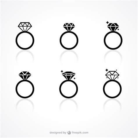 Diamond Ring Icons Free Vector