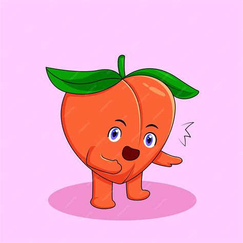 Premium Vector Cute Peach Expression Shocked Illustration